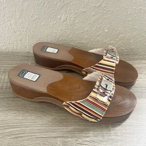 DR. Scholl’s Advanced Comfort Striped Clogs Slip On Minimalist Sandals NWOT 10